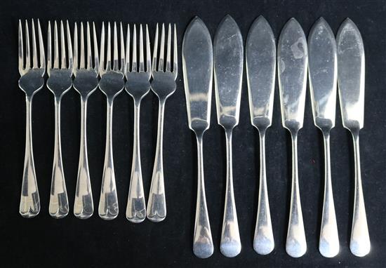 Six pairs of silver fish eaters, London 1964, Chick & Sons, 17.5 oz.